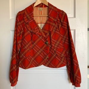 Anthropologie Plaid Care Me Purr Jacket